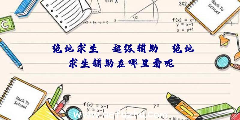 「绝地求生cg超级辅助」|绝地求生辅助在哪里看呢